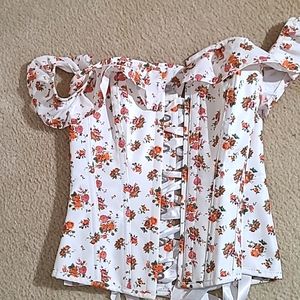 Corset Story Floral Overbust Corset with Sleeves